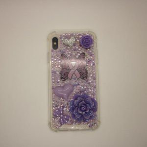 Purple Ribbon Purple Bling iPhone Xs Max Cell Phone Case